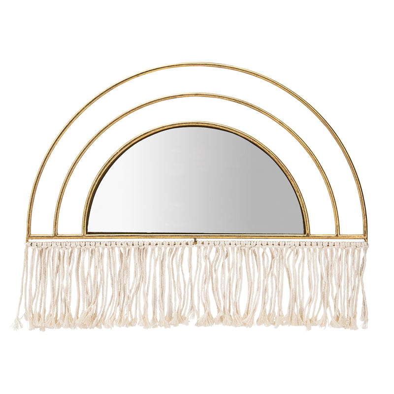 METAL/WOOD, 17"H ARCHED MIRRORED WALL DECO, GOLD