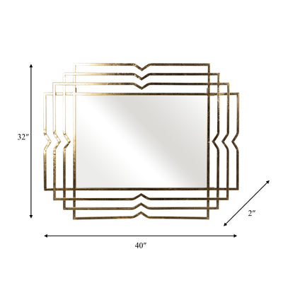 Metal 39" Rectangular Mirror,gold