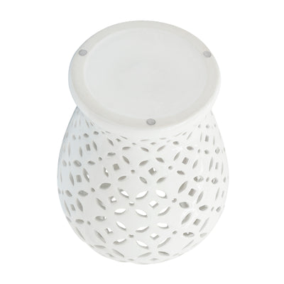 24" CUT-OUT DAISIES TEMPLE JAR, WHITE