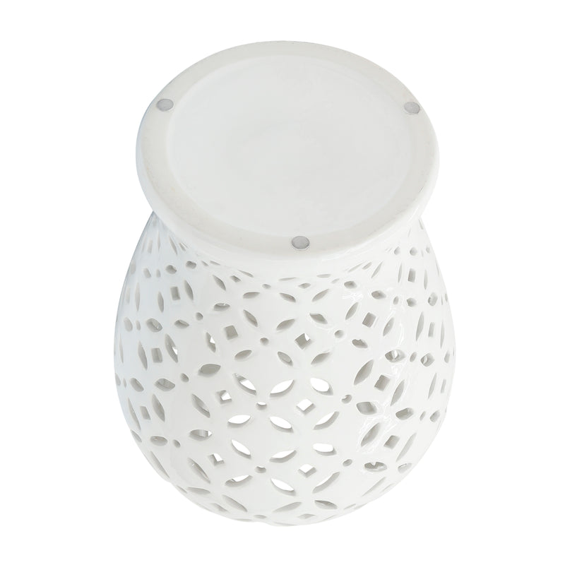 24" CUT-OUT DAISIES TEMPLE JAR, WHITE