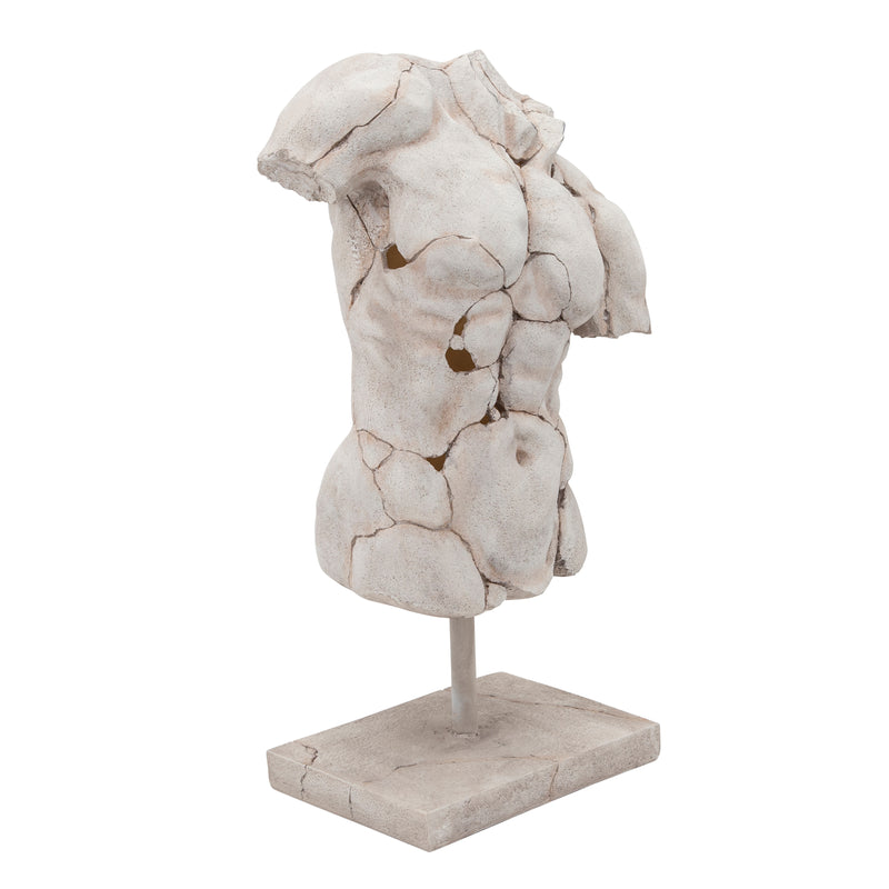 CRACKED TORSO SCULPTURE, WHITE