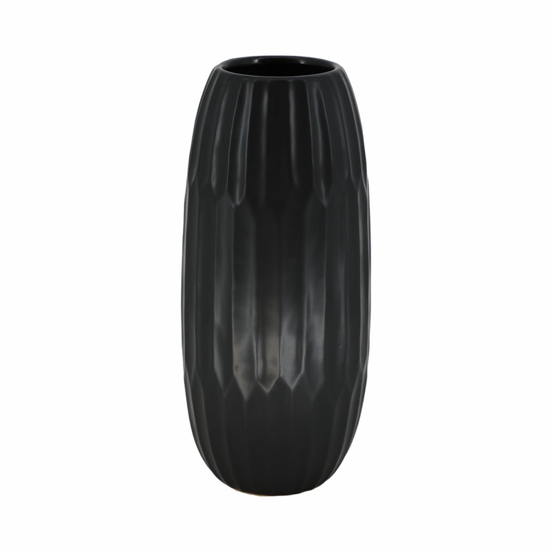 CERAMIC 16" VASE , BLACK