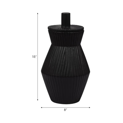 Laurel Small Black Lidded Jar