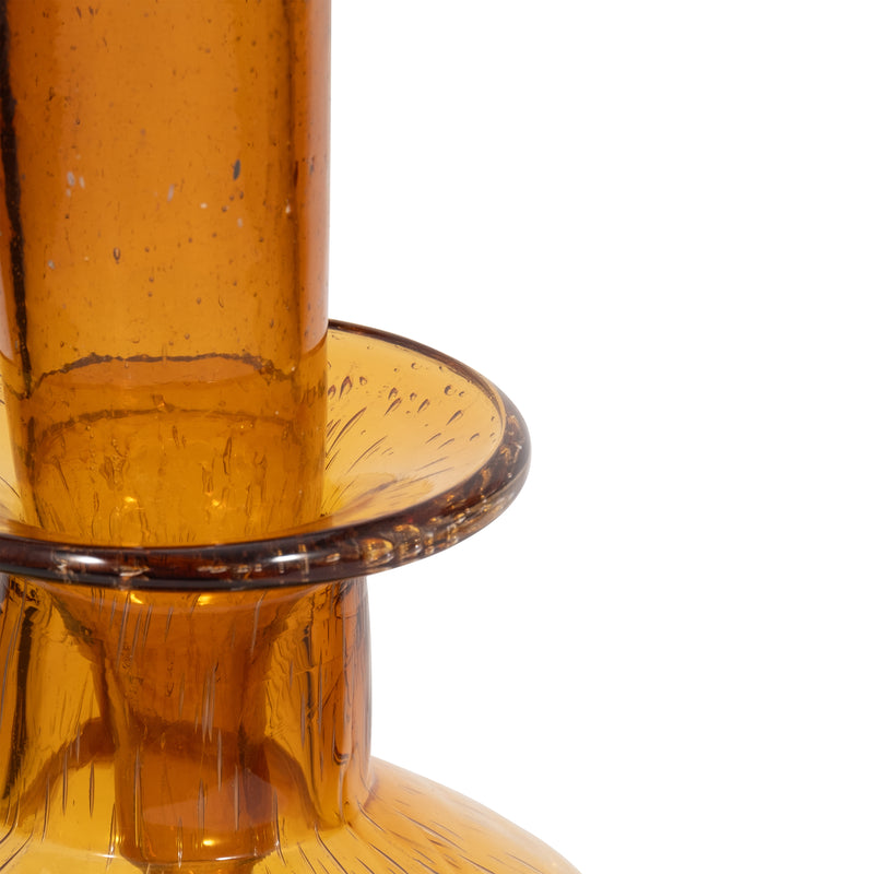 18" Clarimond Ridged Amber Glass Bottle