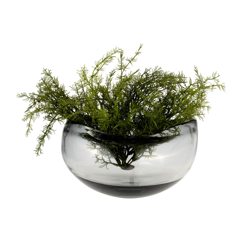 GLASS, 10"D IRREGULAR SHAPE BOWL, SMOKE