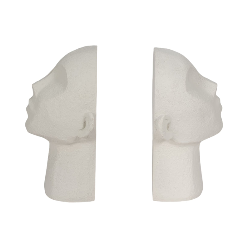 S/2 9" Textured Head Up Bookends, White