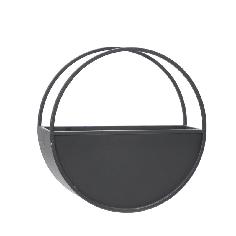 S/2 METAL 9/12" ROUND WALL PLANTERS, BLACK