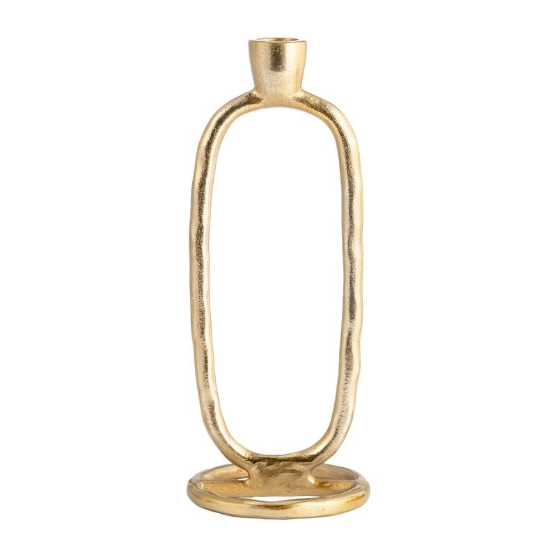 METAL, 11" OPEN OVAL TAPER CANDLEHOLDER, GOLD