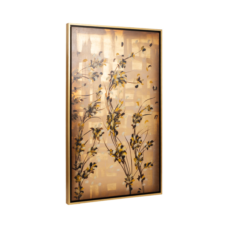 S/2 71x59 Hand Painted Wildflowers, Gold