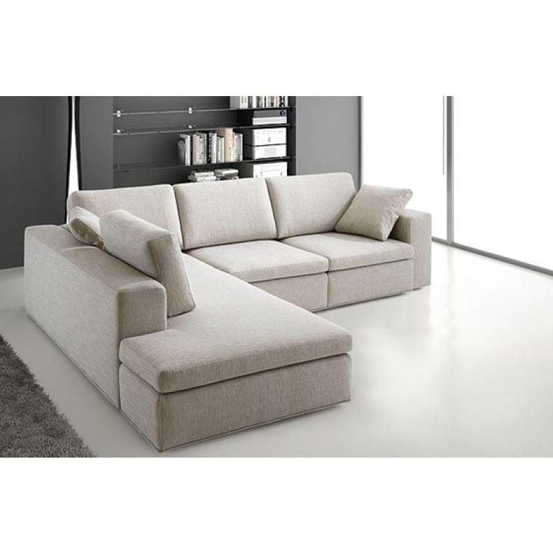 Comfortable Beige Linen L-Shaped Sofa - 90x380x180x45 cm - Swedish Wood By Alhome