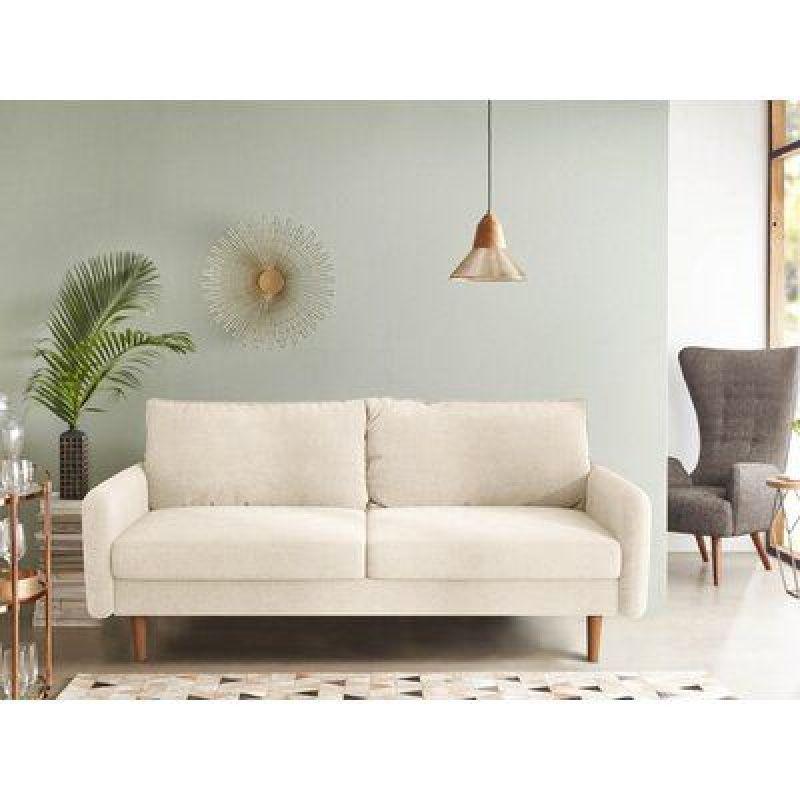 Chic Beige Velvet 2-Seater Sofa Swedish Wood By Alhome