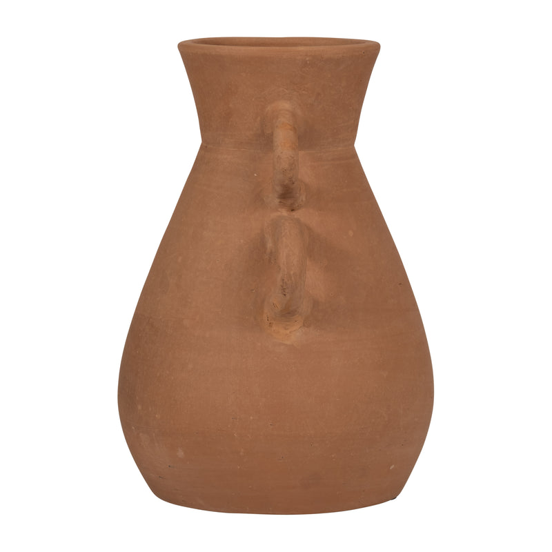 TERRACOTTA, 12" VASE WITH 4 HANDLES, NATURAL