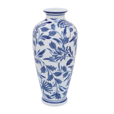 CER, 13"H CHINOISERIE VASE, BLUE/WHITE