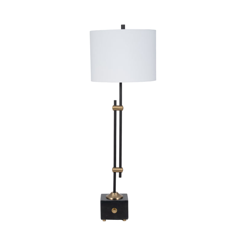 36" Hilliard Marble Buffet Table Lamp, Gold/black