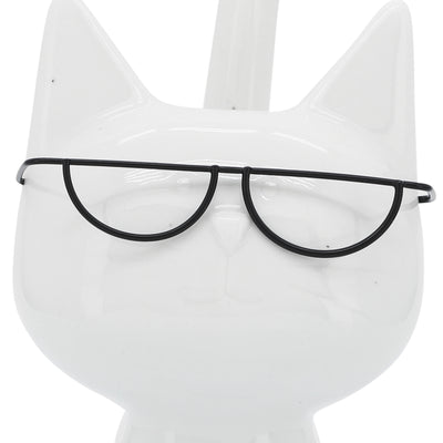 PORCELAIN, 8"H KITTY W/ GLASSES, WHITE