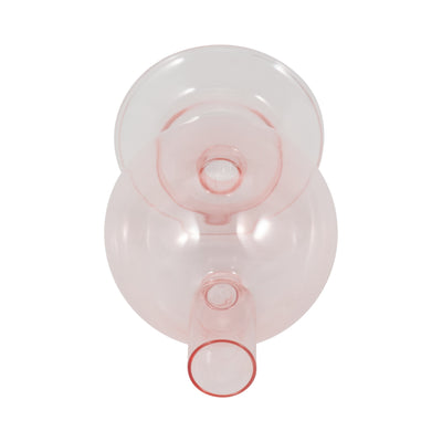 7" Glass Bubble Taper Candle Holder, Pink