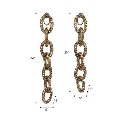 S/2 29/34" Mahin Metal Wall Links, Champagne