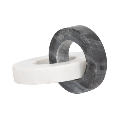 Marble, 8" Double Ring, White/black