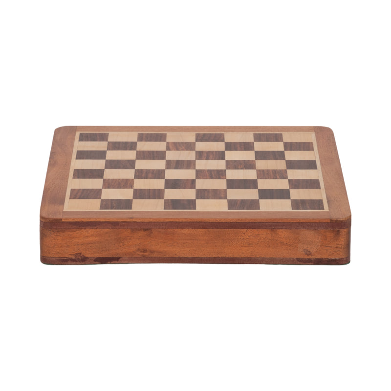 10" Acacia Wood Magnetic Chess Set, Natural