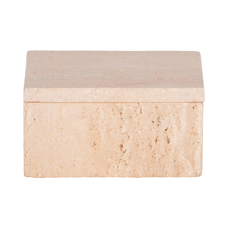 6" Travertine Box, Tan