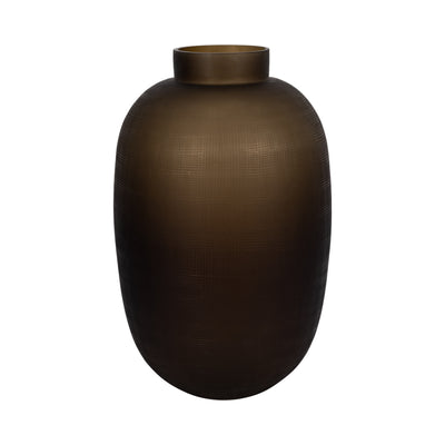 Glass, 19" Urn Vase, Smokey Brown