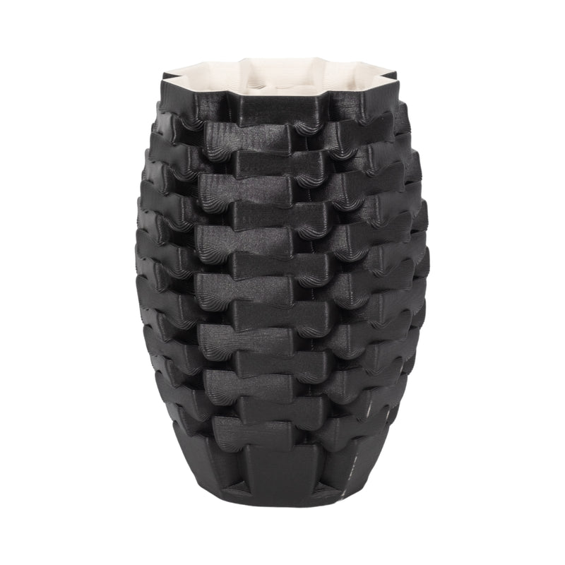 13" Ellesmere 3d Printed Vase, Black