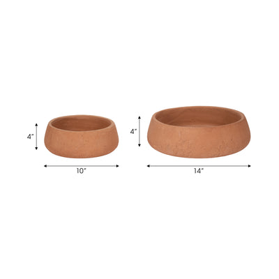 S/2 10/14" Terracotta Bowls, Natural