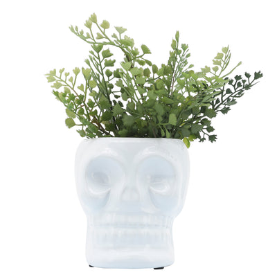 CER, 5" SKULL VASE, WHITE