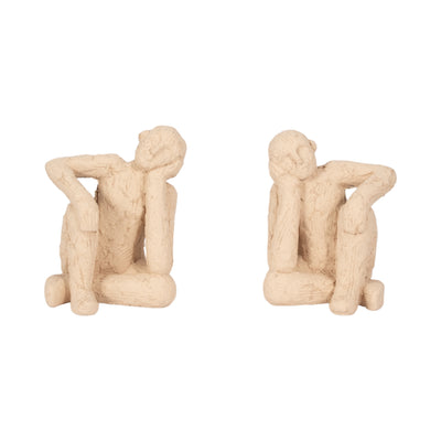 S/2 7" Thinking Man Bookends, Tan