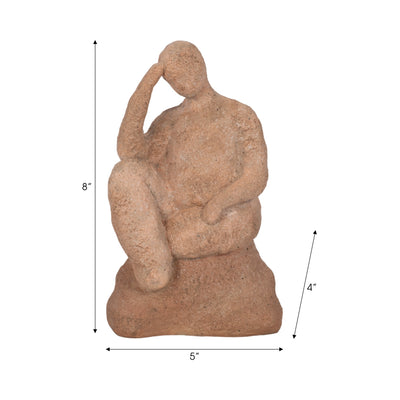 8" Thinking Man On Rock, Terracotta