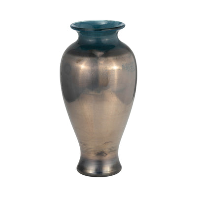 GLASS, 12"H OLPE VASE, TEAL