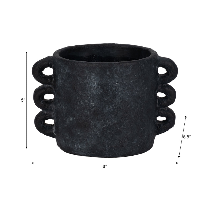 8" Arch Handle Planter, Black