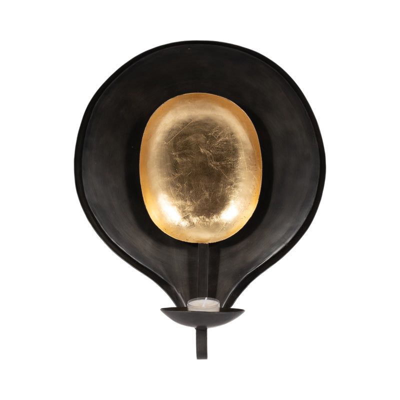 METAL, 15" ROUND VOTIVE HOLDER, BLACK/GOLD