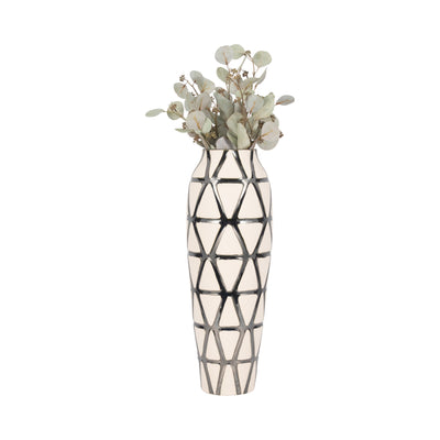 22" Fabiola Oversized Tribal Vase, Pewter