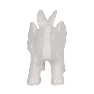 CERAMIC 7" ELEPHANT ANGEL FIGURINE, WHITE