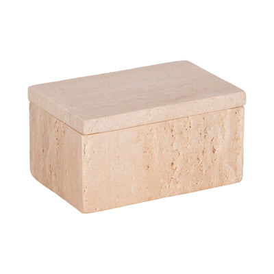 6" Travertine Box, Tan