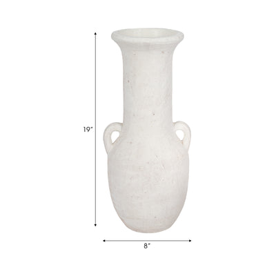 19" Terracotta Nomad Vase Rough Finish, White