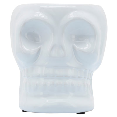 CER, 5" SKULL VASE, WHITE