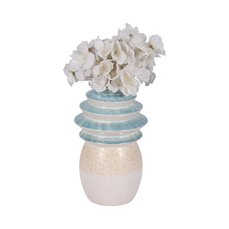 9" Fluted Top Vase Reactive Finish, Multi