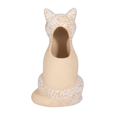 Cer, 8" Sitting Fox Vase, Ivory