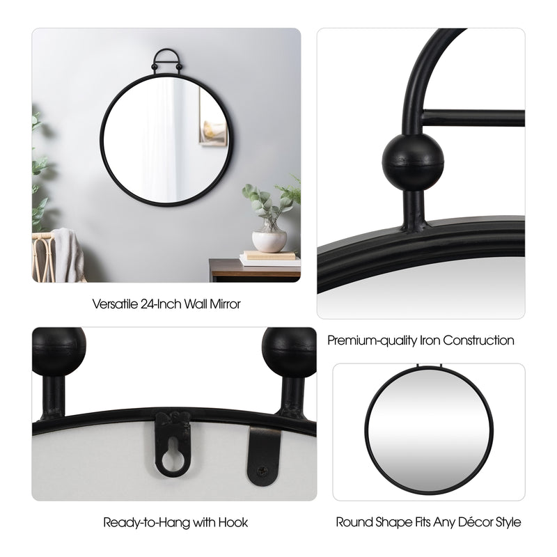 Metal, 24" Mirror Metal Hoop, Black Wb