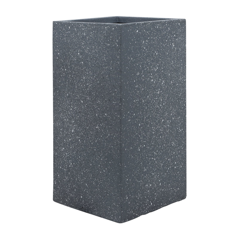 Resin, S/2 11/13"D Square Nested Planters, Dk Gray