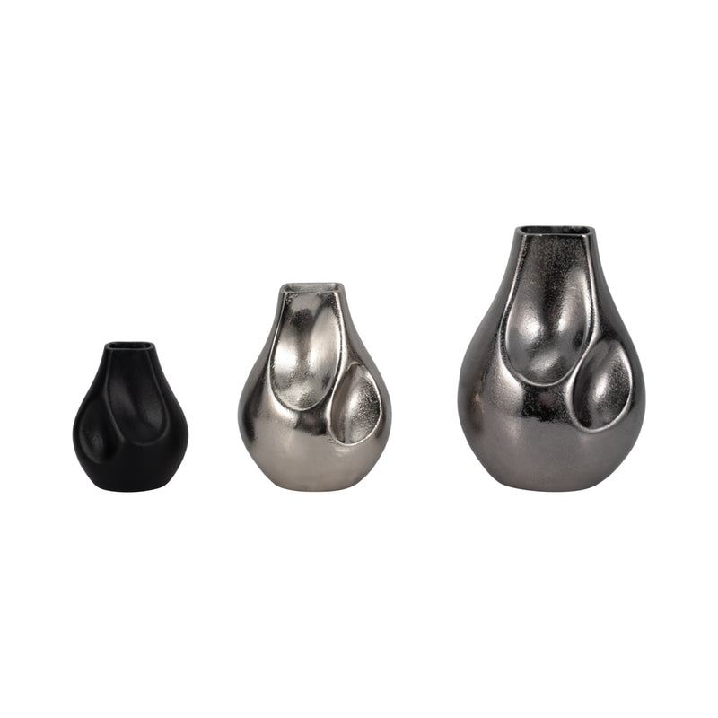 S/3 5/8/10" Jemmi Metal Cast Vases, Multi