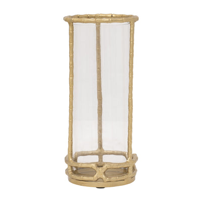 METAL, 13" HURRICANE HOLDER, GOLD