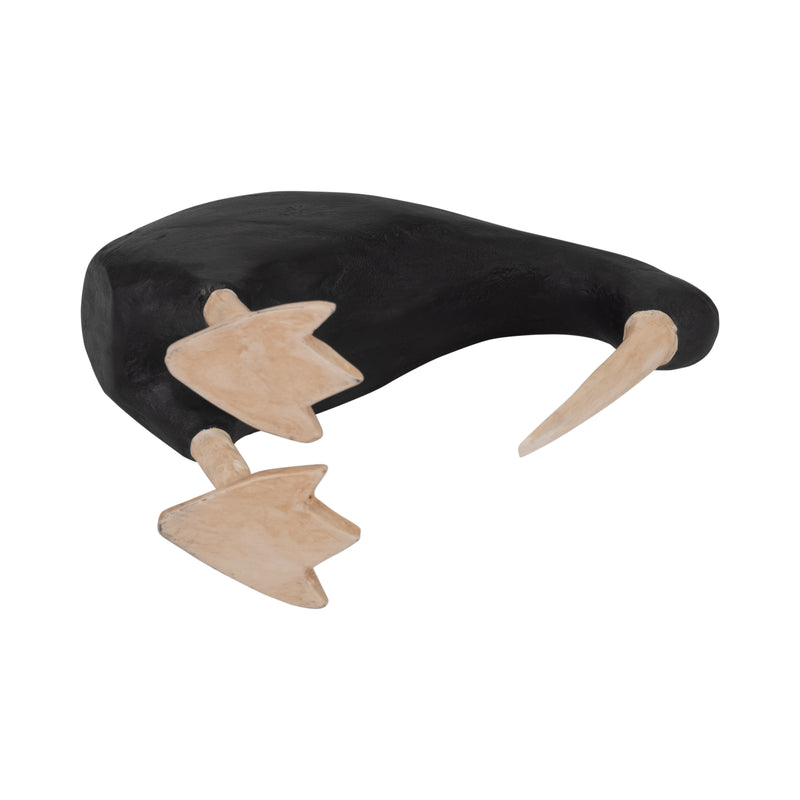 Wood, 7" Kiwi Bird W/ Natural Legs, Black