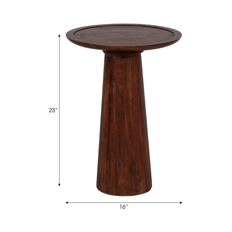 WOOD,16"DX23"H PILLAR SHAPED SIDE TBLE,LT BROWN KD