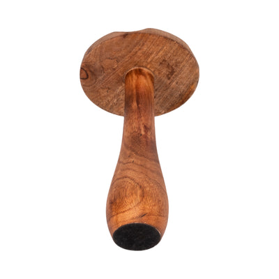 10" Wood Mushroom With White Dots, Brown