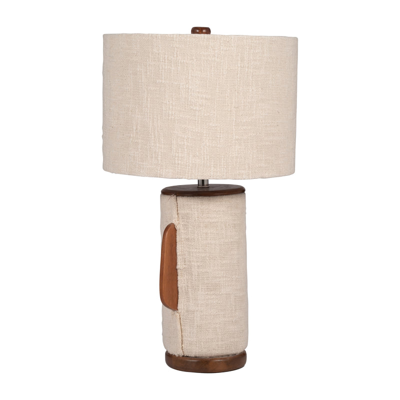 24" Ecomix Fabric Lamp With Wood, Ivory