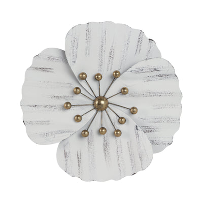 METAL 16" WALL FLOWER, WHITE,WB