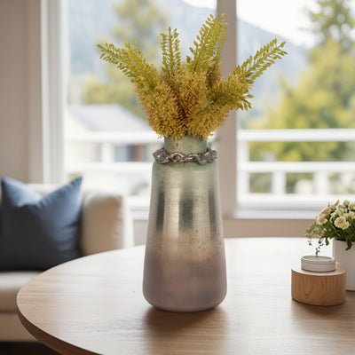 GLASS,17"H,VASE W/BRACELET,NICKLE W/ALOE